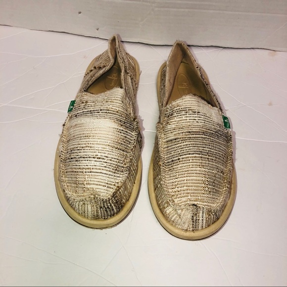 𝅺sanuk Donna cream textile canvas shoes size  9 - Picture 2 of 6